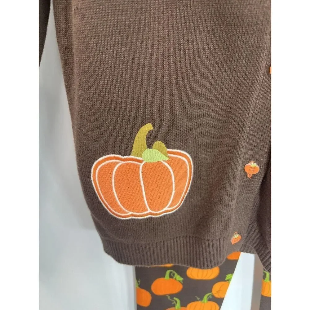 Gymboree 2 PC Girls 8 Brown‎ Sweater W/Appliques & Leggings Pumpkins Fall
